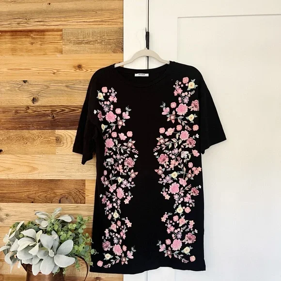 Zara Rubberized Floral T-Shirt Dress - Picture 2 of 4